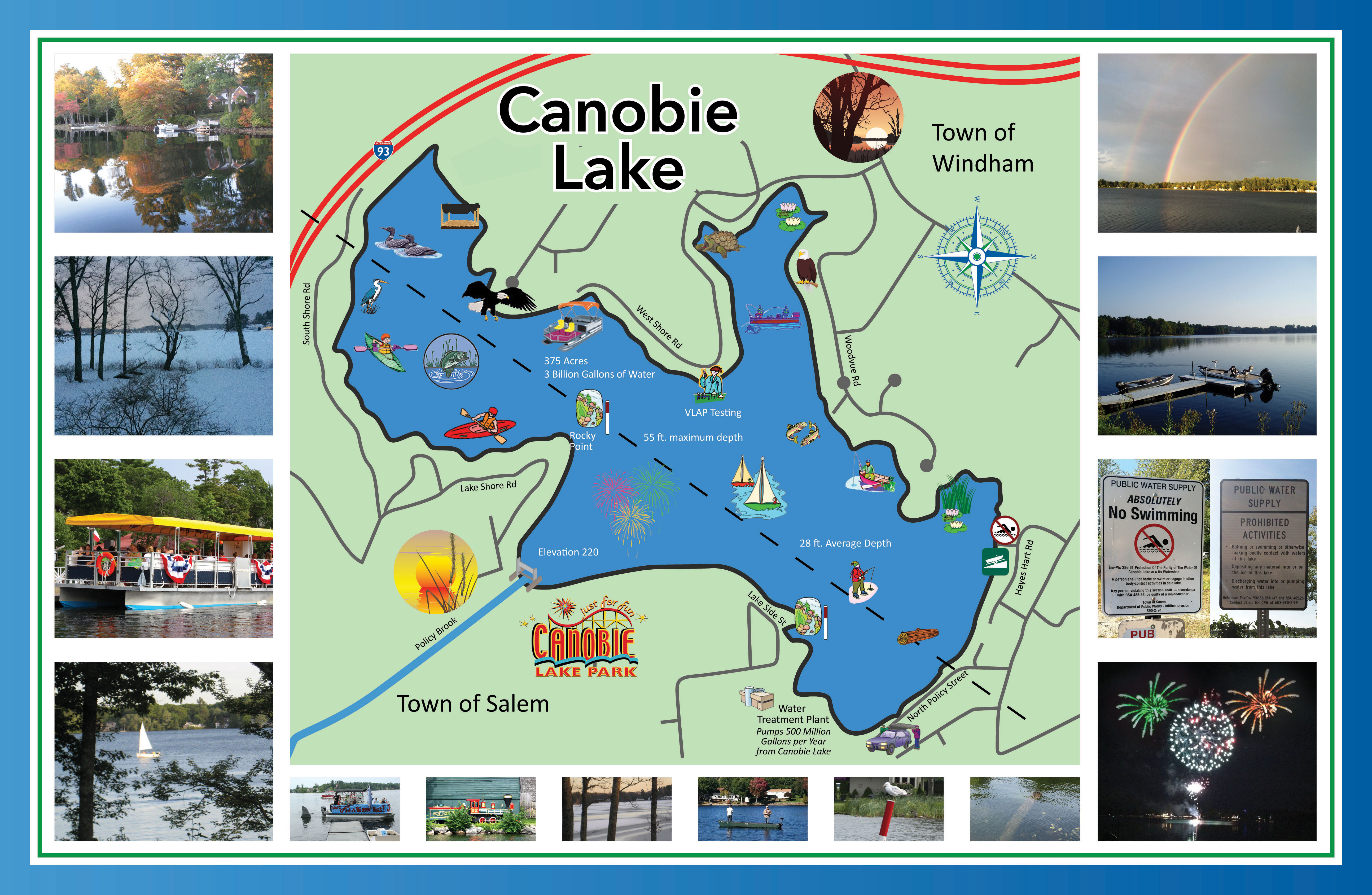 Canobie Lake marketing brochure interior map design