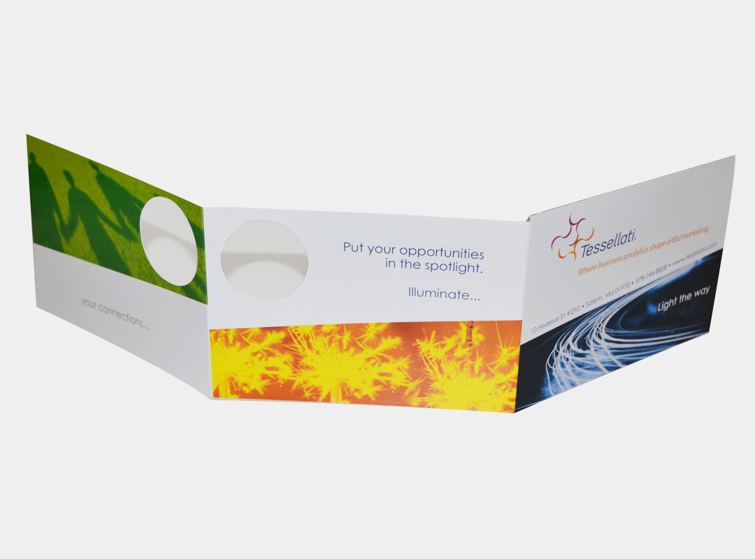 Marketing Card Design - barrel fold, die cut - outside