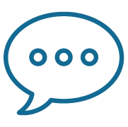 Speech bubble with three dots, representing open communication