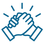 Two hands clasped together, symbolizing collaboration and partnership